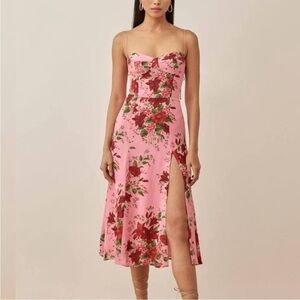 Reformation Pink Floral Midi Dress